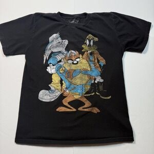 Looney Tunes Shirt Mens Large Black Bugs Bunny Taz Daffy Graphic Cartoon Tee